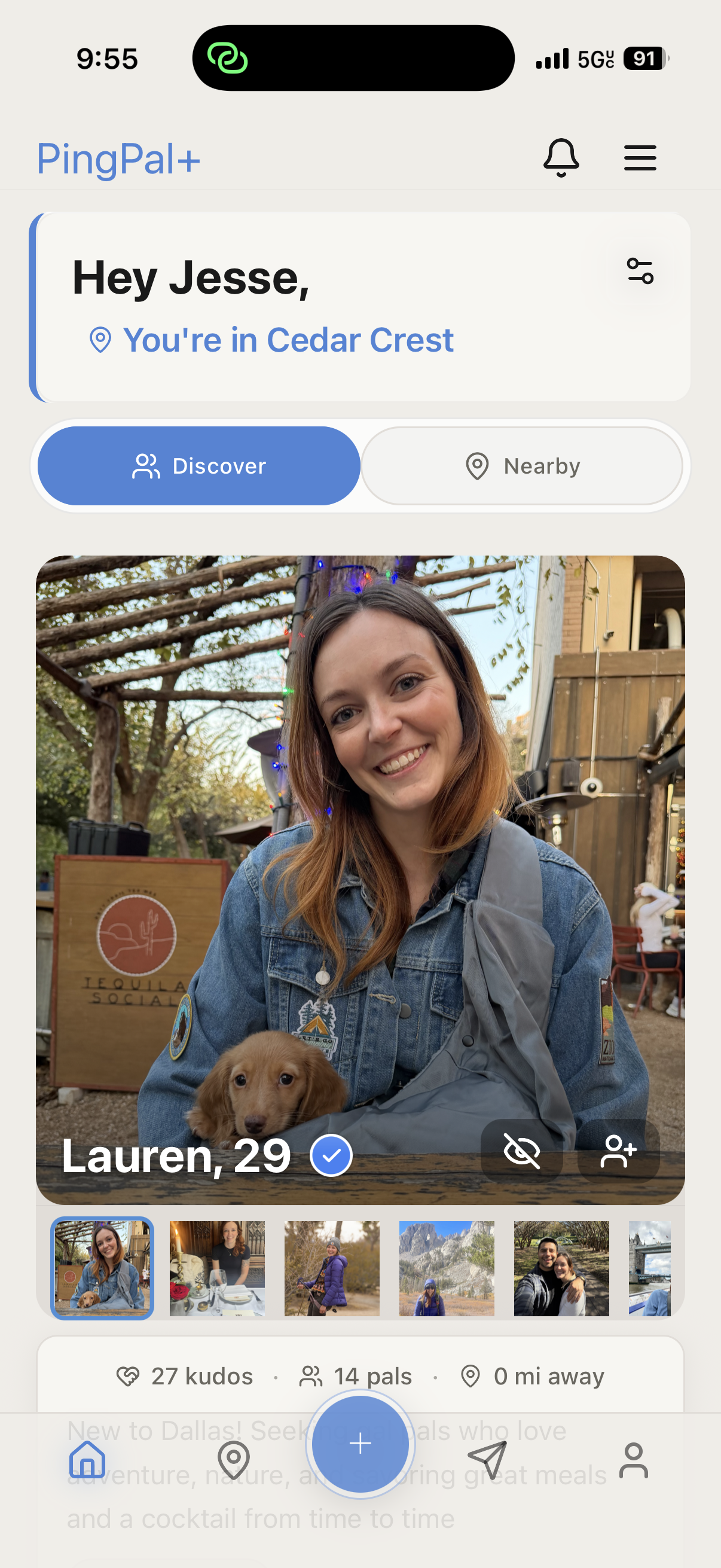 PingPal Discover screen